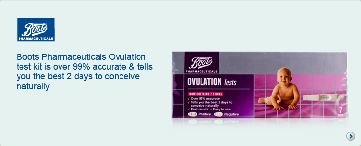 Boots Pharmaceuticals Ovulation Test kit is over 99% accurate and tells you the best 2 days to conceive naturally.